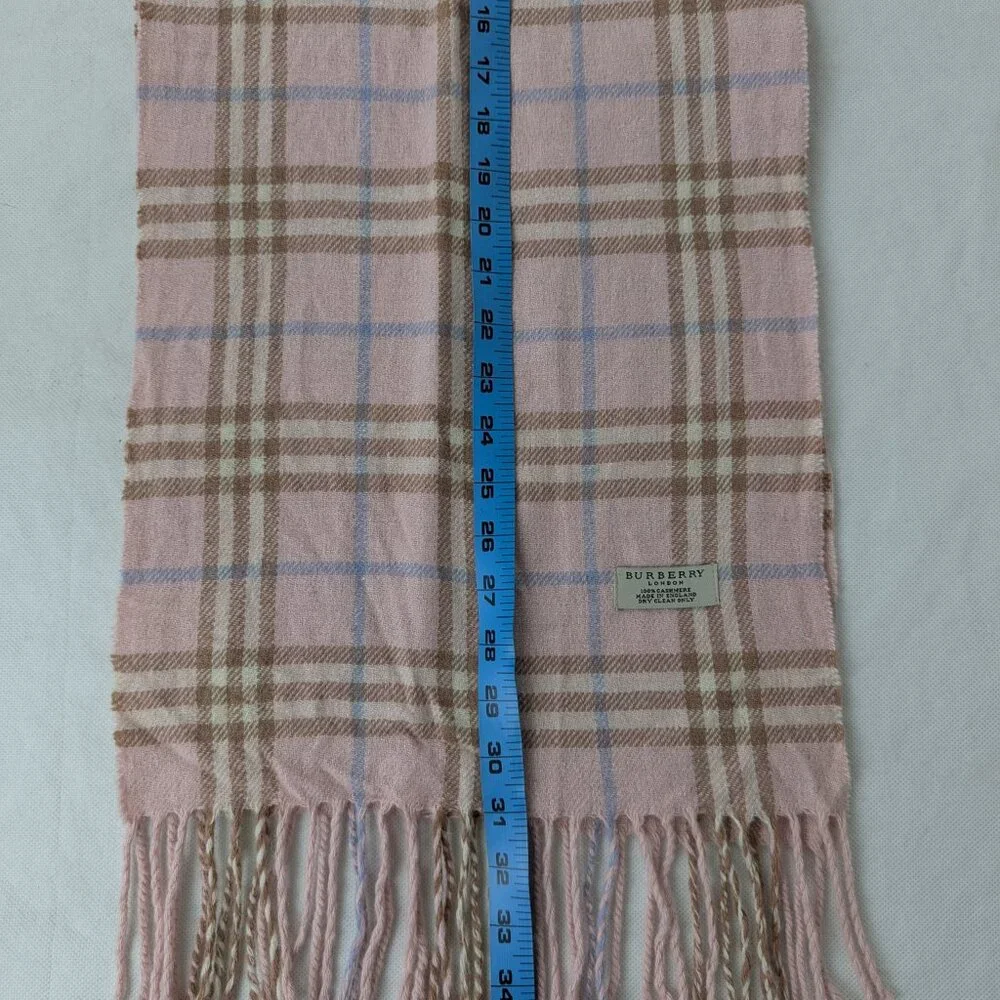 Burberry Cashmere Nova Check Plaid Scarf Pink Unisex | Designer Winter Wear - Picture 7 of 8